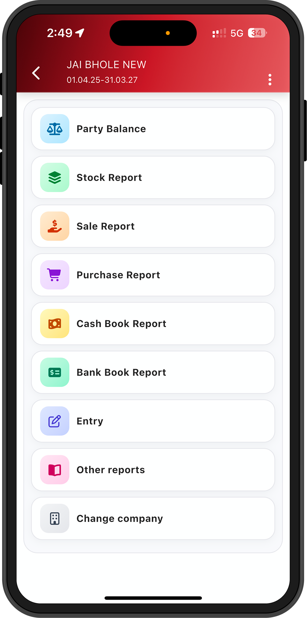 TilesKhata mobile reporting screen